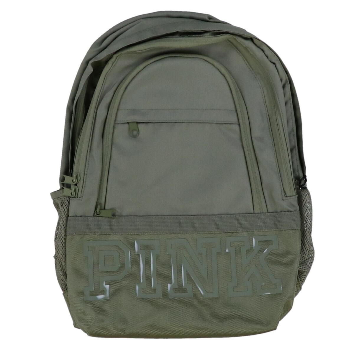 Victoria`s Secret Pink Backpack Collegiate Bookbag Zip Pockets School Bag Vs Green