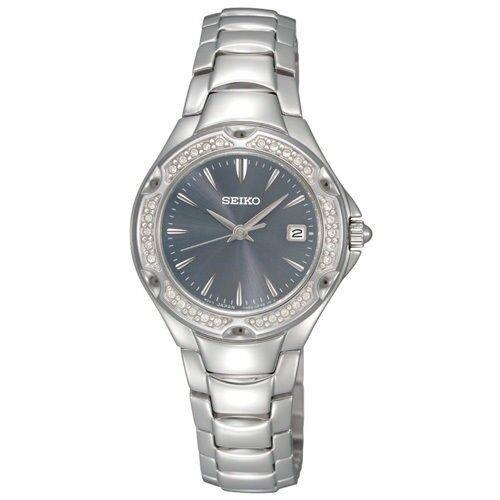 Seiko Wmn Crystal Sporty Light Blue Dress Watch SXDC51