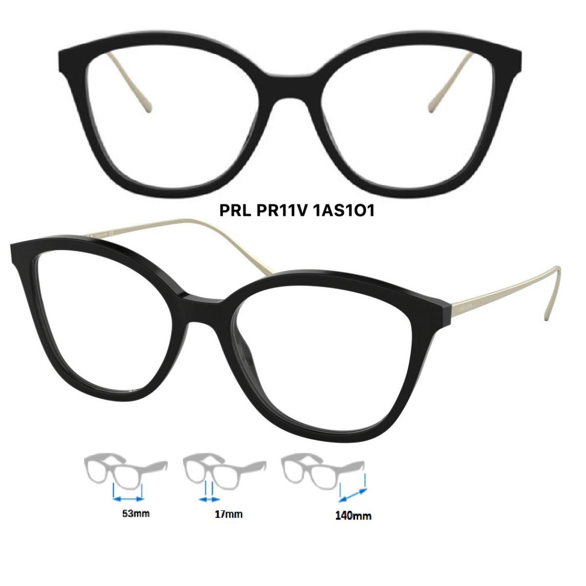 Prada VPR11VV Eyeglass Frames Multiple Colors 53X17X140 VPR11VV-1AB1O1 (Black/Gold)