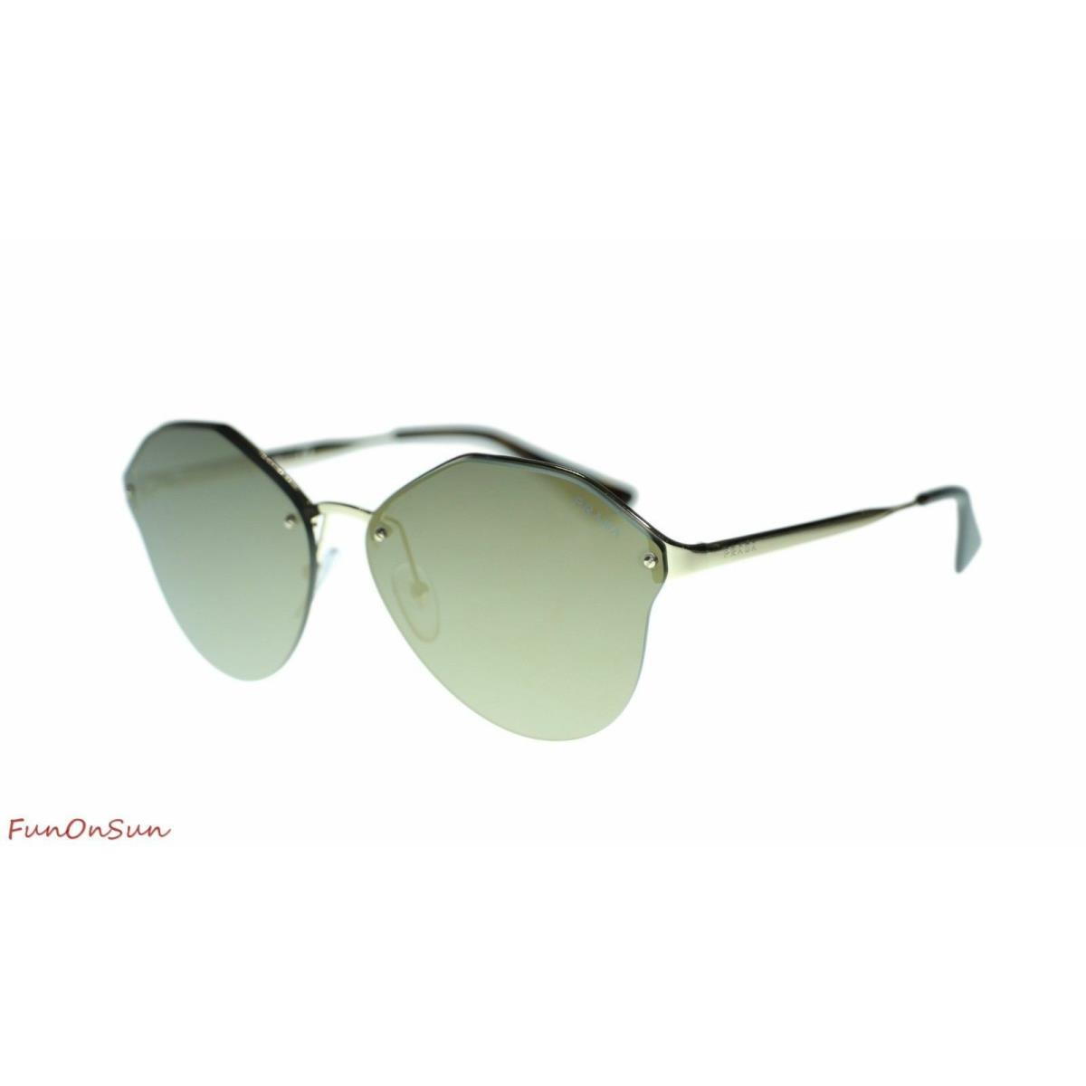 Prada Womens Sunglasses PR64TS Round Metal Frame 66mm SVN4L0 Pale Gold Dark Grey Mirror Gold