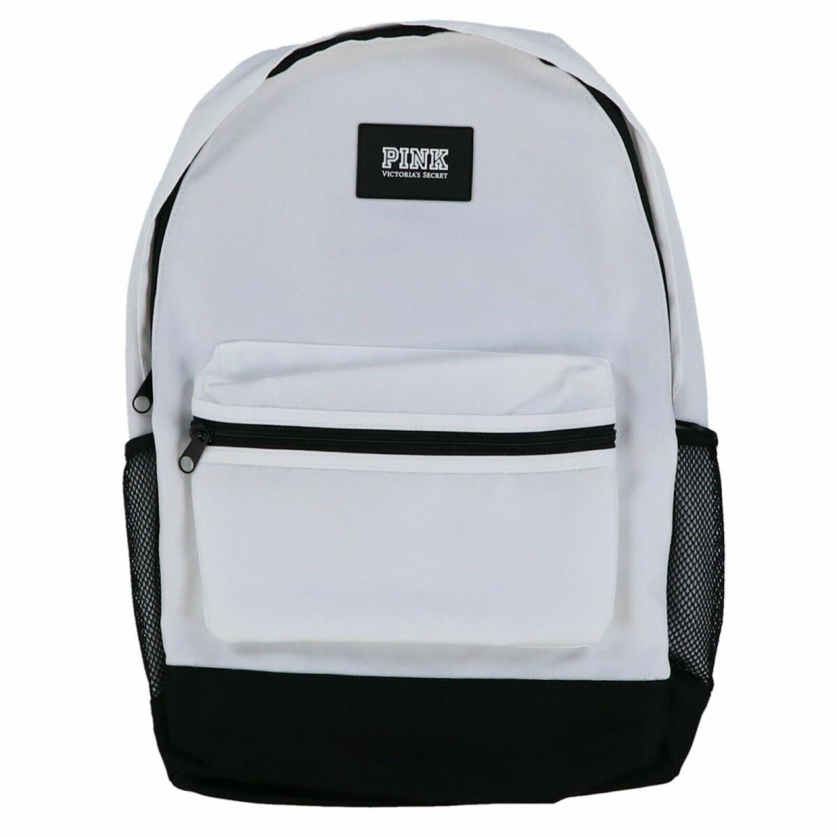 Victoria`s Secret Pink Backpack Campus Bookbag School Bag Pockets Zip Vs White