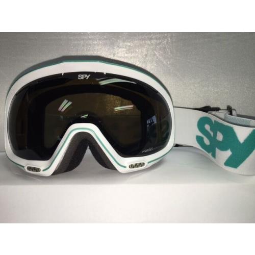 Spy Optic Bias Winter Ski Snow Boarding Goggles - Various Multicolor White Shiny w Green Detail-Bronze Lens