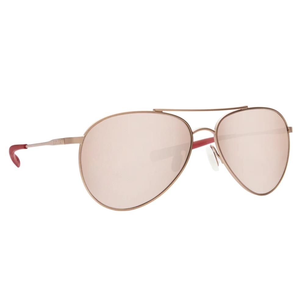Costa Piper Polarized Sunglasses Satin Rose Frame Copper Silver Mirror Glass Lens