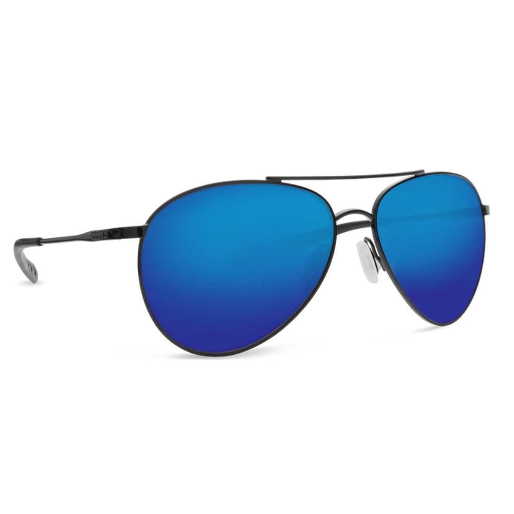 Costa Piper Polarized Sunglasses Shiny Black Frame Blue Mirror Glass Lens