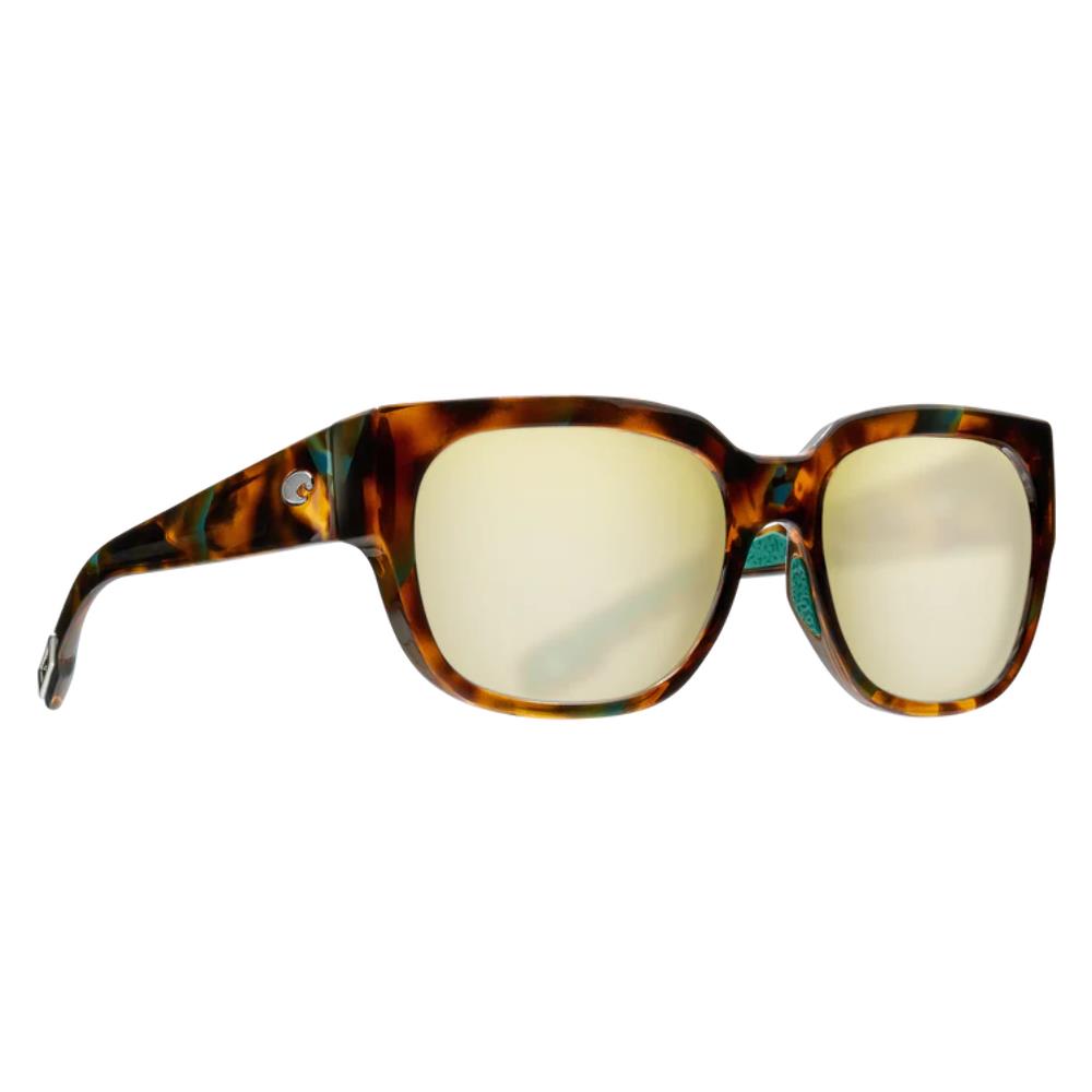 Costa Waterwoman Polarized Sunglasses Shiny Palm Tortoise Frame Sunrise Silver Mirror Glass Lens
