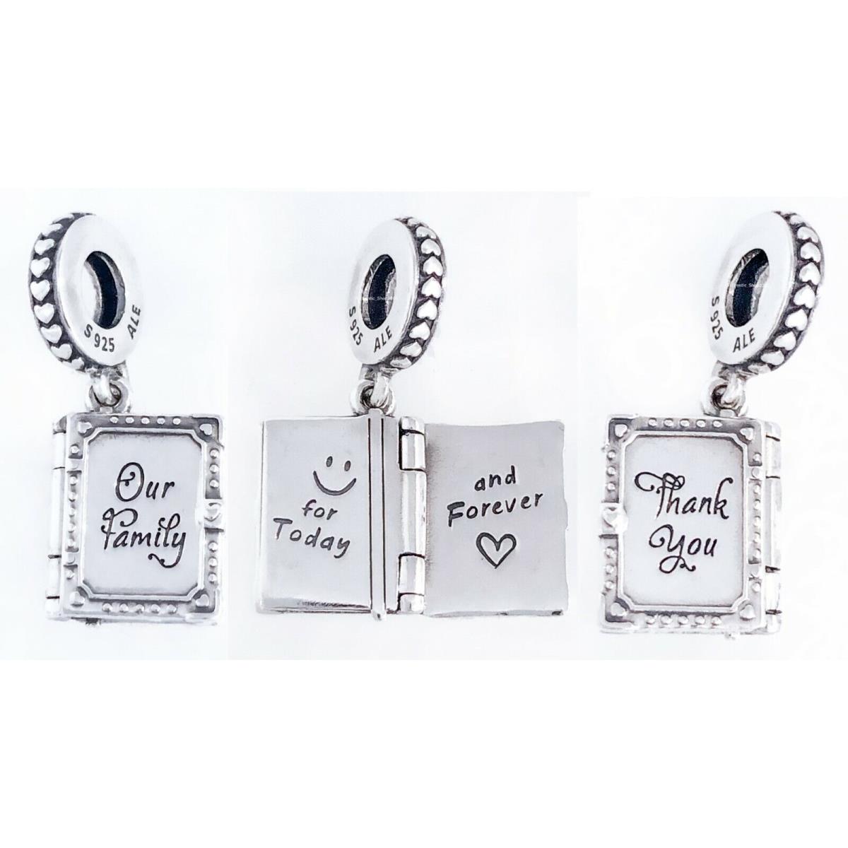 Pandora 925 Family Appreciation Book Charm Pendant 798105 Silver