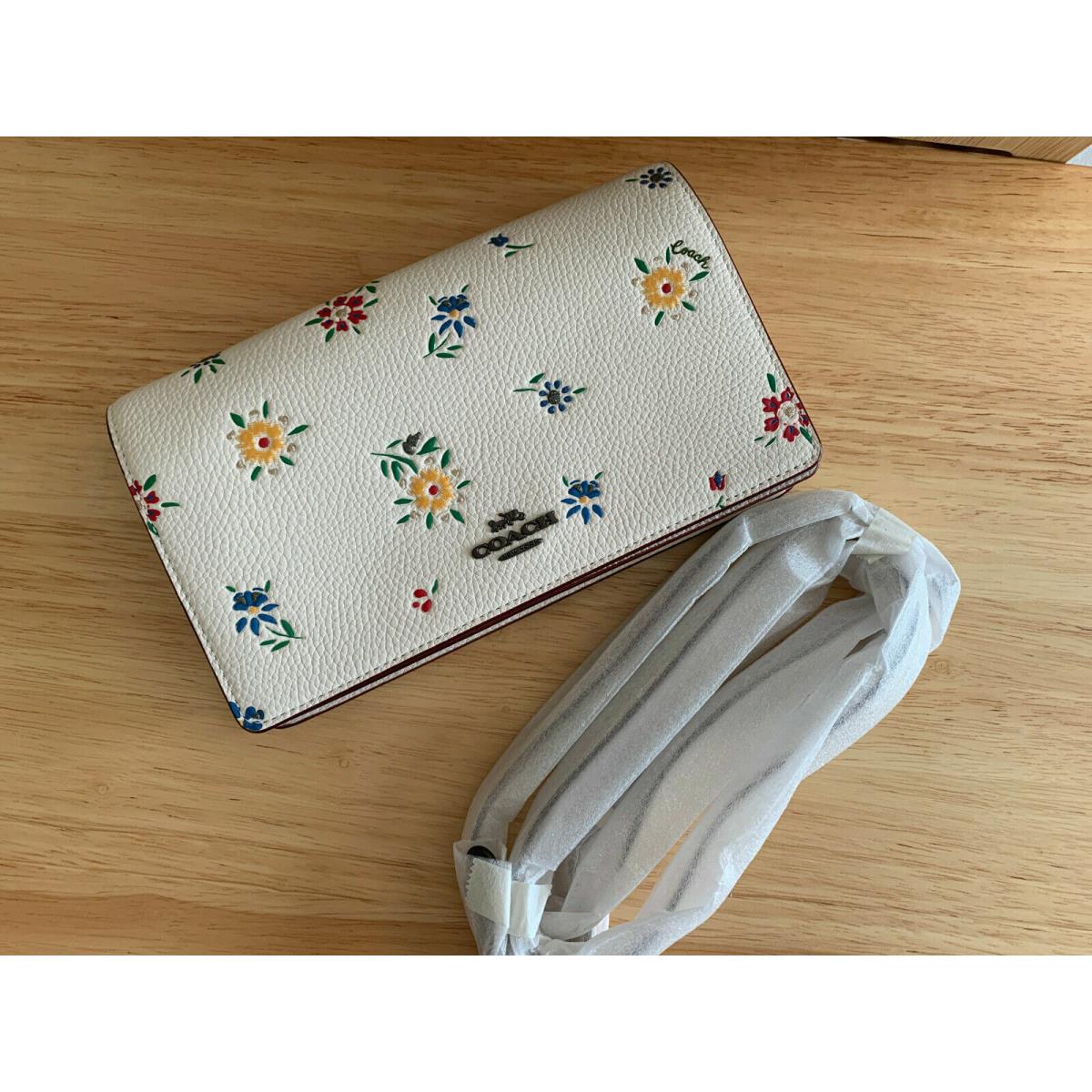 Coach Fold Over Crossbody Clutch Leather Bag Pick One 3804 chalk wild flowers print