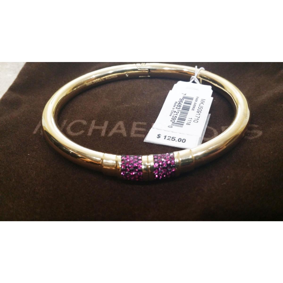 Michael Kors Park Avenue Gold Tone Pave Hinged Crystals Magnetic Bracelet