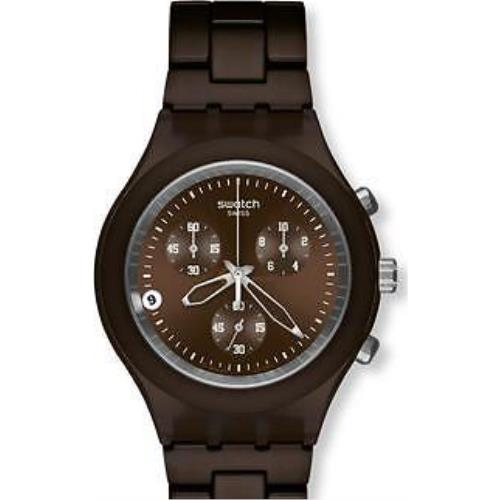 Swatch Irony Chronograph Full Blooded Smoky Brown Date Watch SVCC4000AG