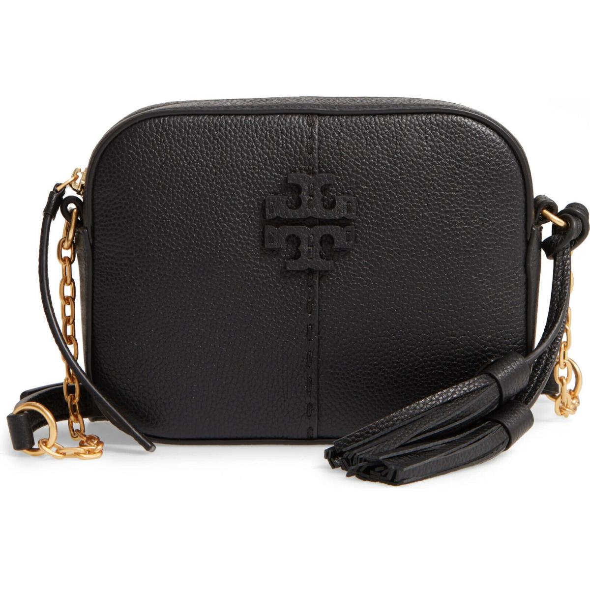 Tory Burch Mcgraw Camera Leather Crossbody Bag Black Gray Blue Tiramisu Brie