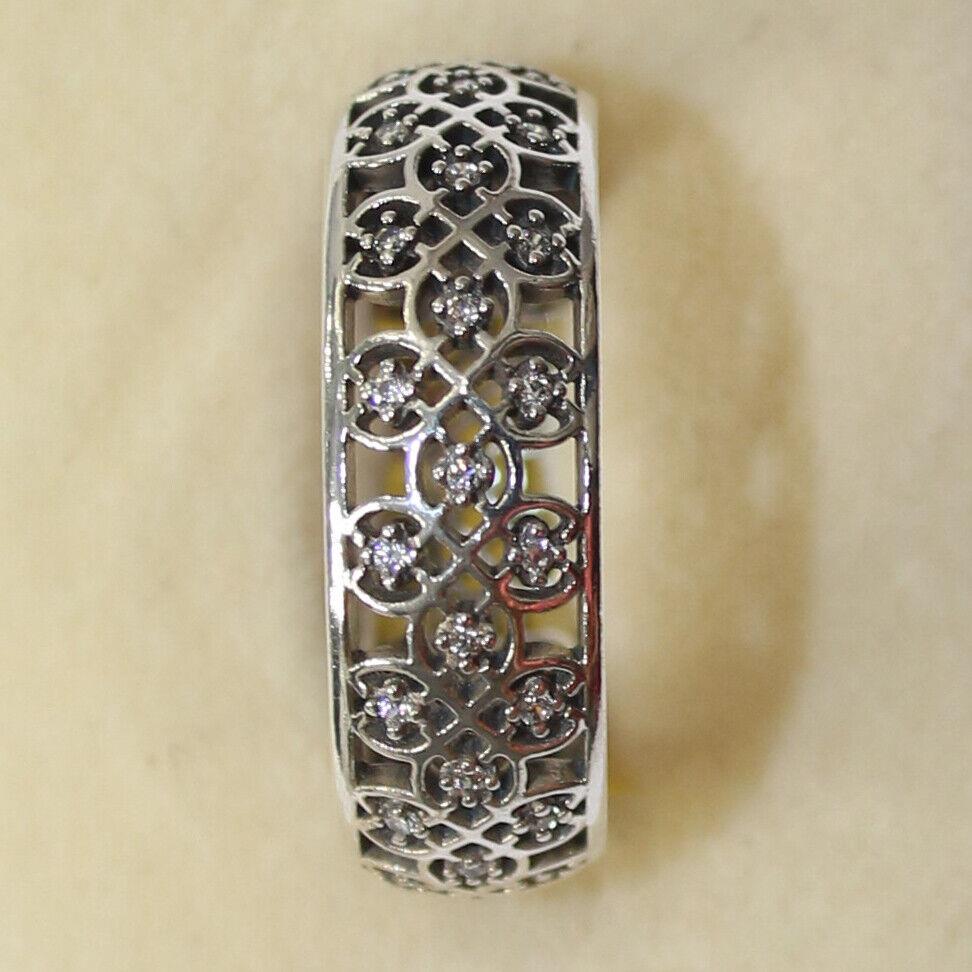 Pandora Intricate Lattice Ring Multiple Size 190955CZ W Hinged Box