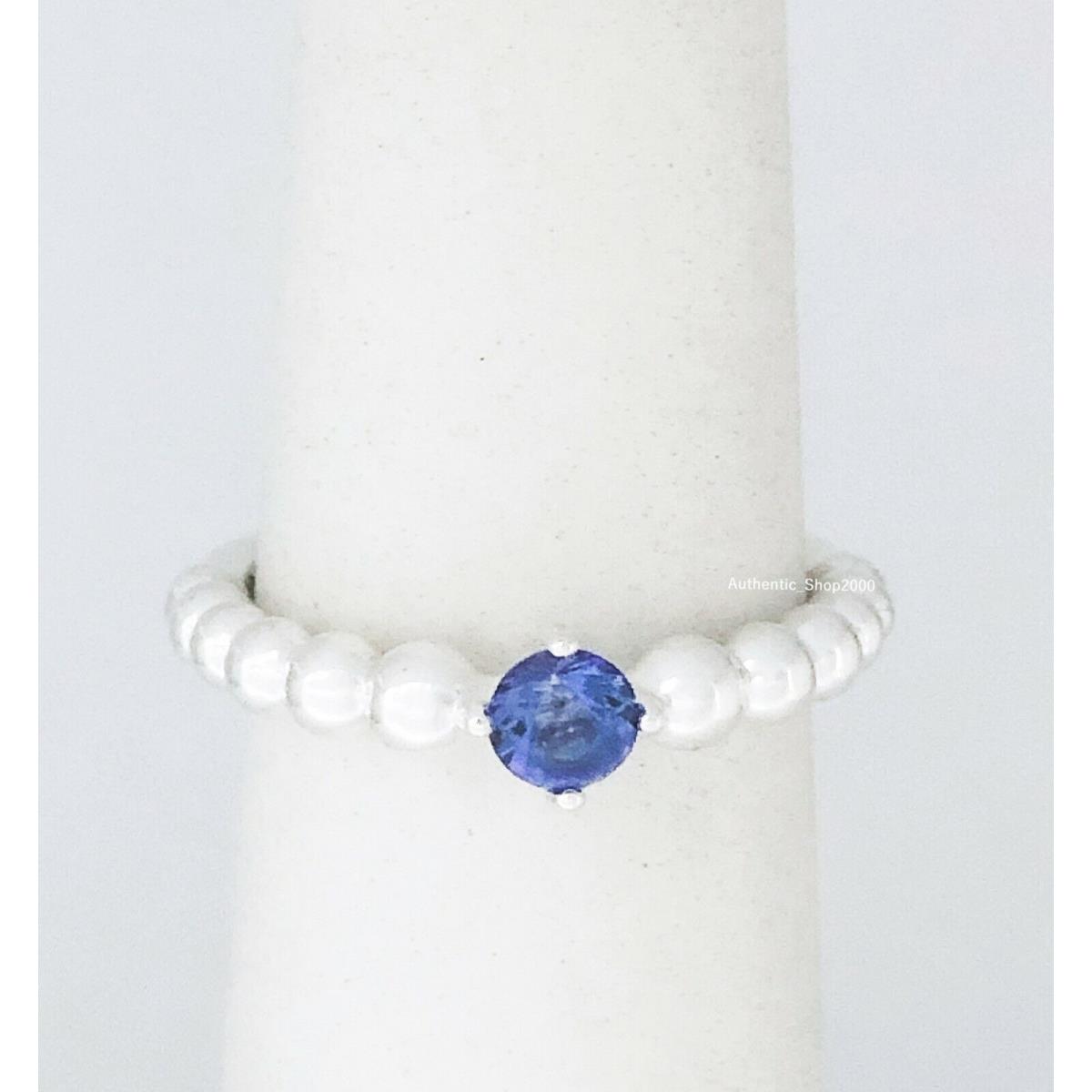 Pandora 925 Sterling Silver Sea Blue Beaded Ring 198598C012