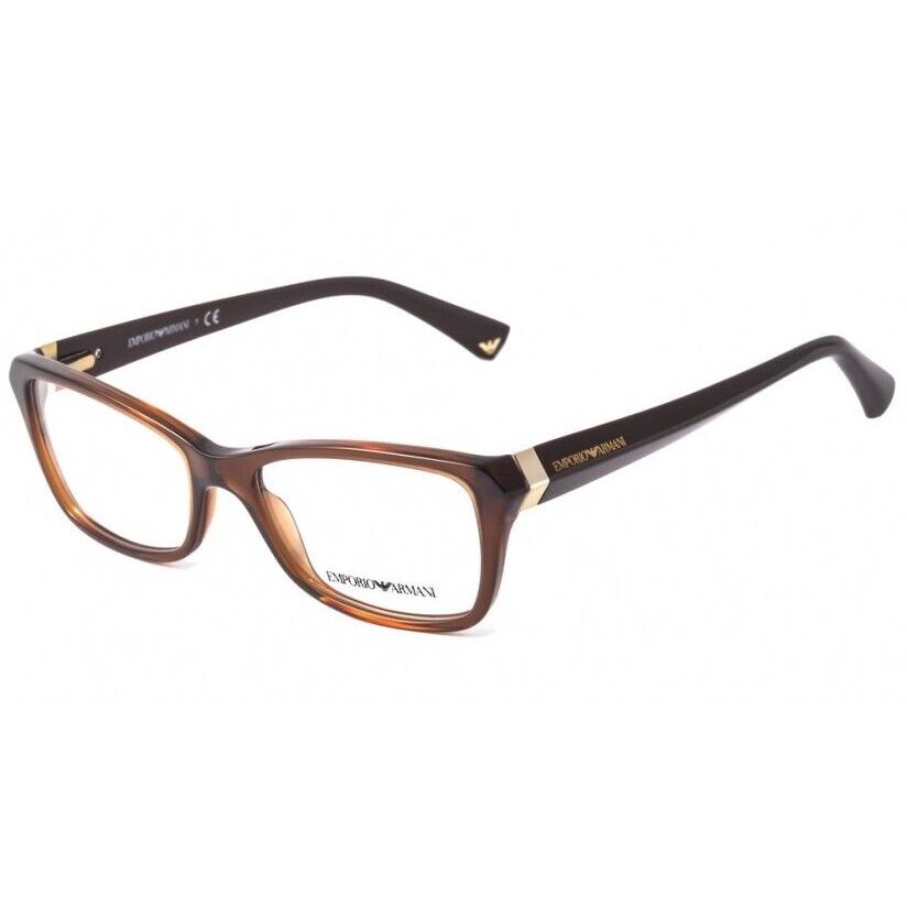 Emporio Armani Eyeglasses Frames + Case Brown Havana Gray Purple - Frame: Brown