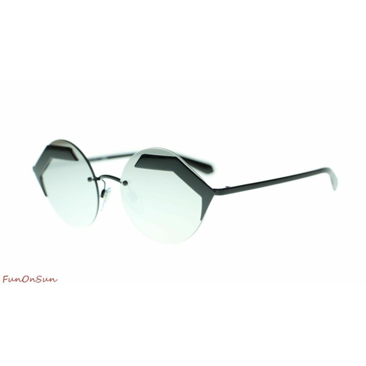 Bvlgari Women`s Sunglasses BV6089 Round 55mm 128/6G Matte Black/Light Grey