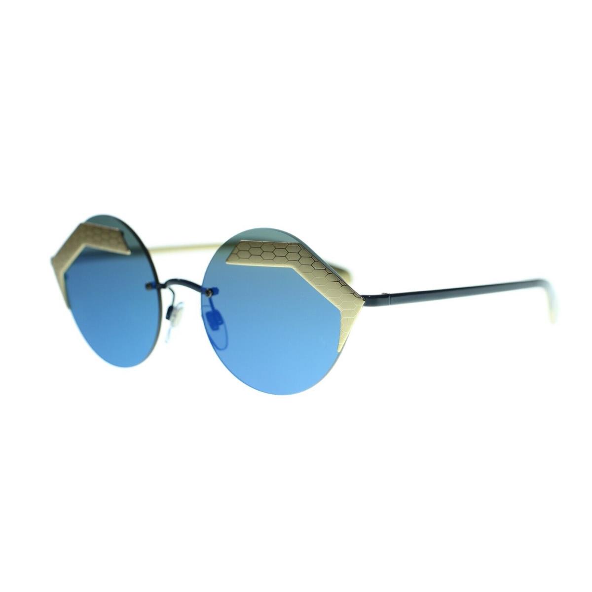 Bvlgari Women`s Sunglasses BV6089 Round 55mm 202255 Pale Gold/Blue