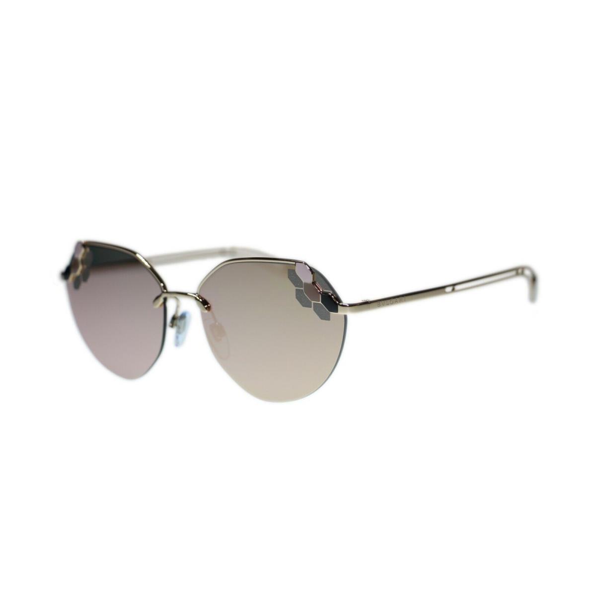 Bvlgari Women`s BV6099 Round Metal Frame Sunglasses 57mm 20144Z Pink Gold/Grey Rose Gold