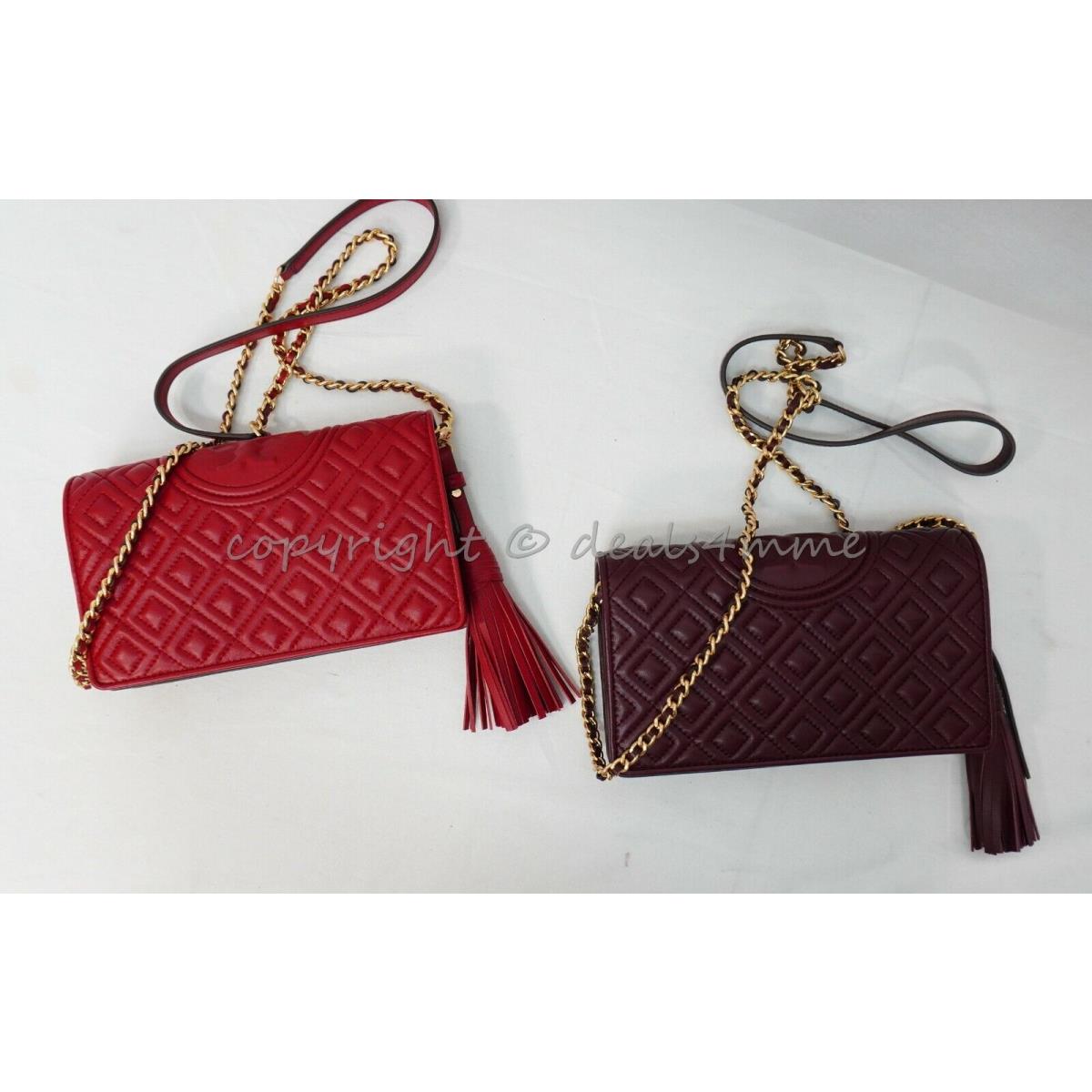 Tory Burch Fleming Woc/wallet Crossbody Bag / Clutch in Claret and Red Apple