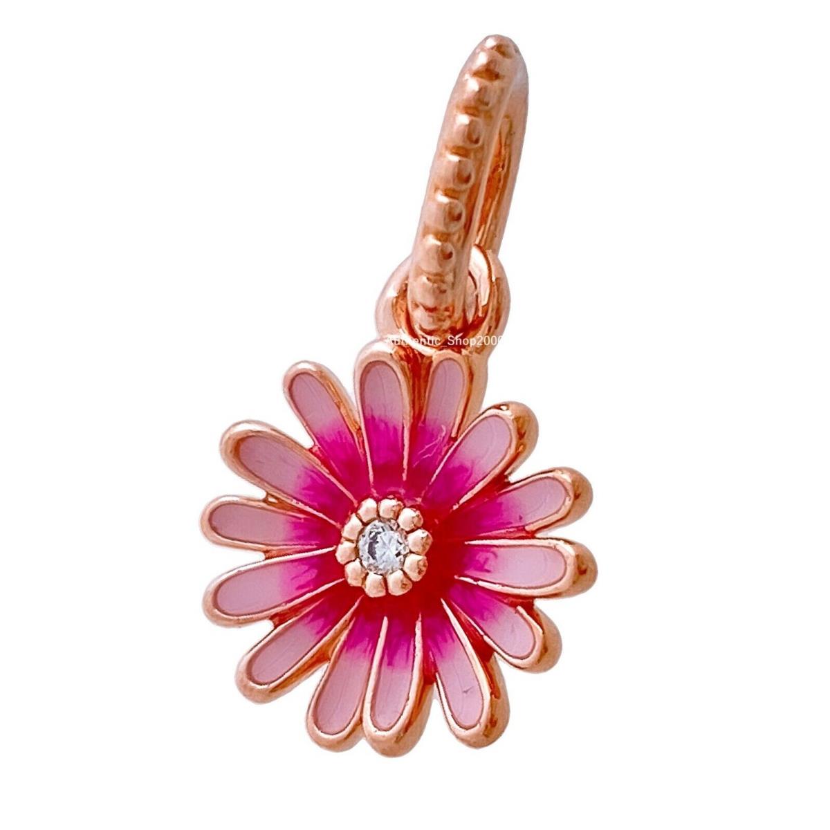 Pandora Rose Gold Pink Daisy Flower Dangle Charm 788771C01 Pink