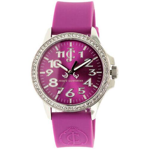 Juicy Couture Jetsetter Crystal Bezel Purple Silicone Women`s Watch 1900967