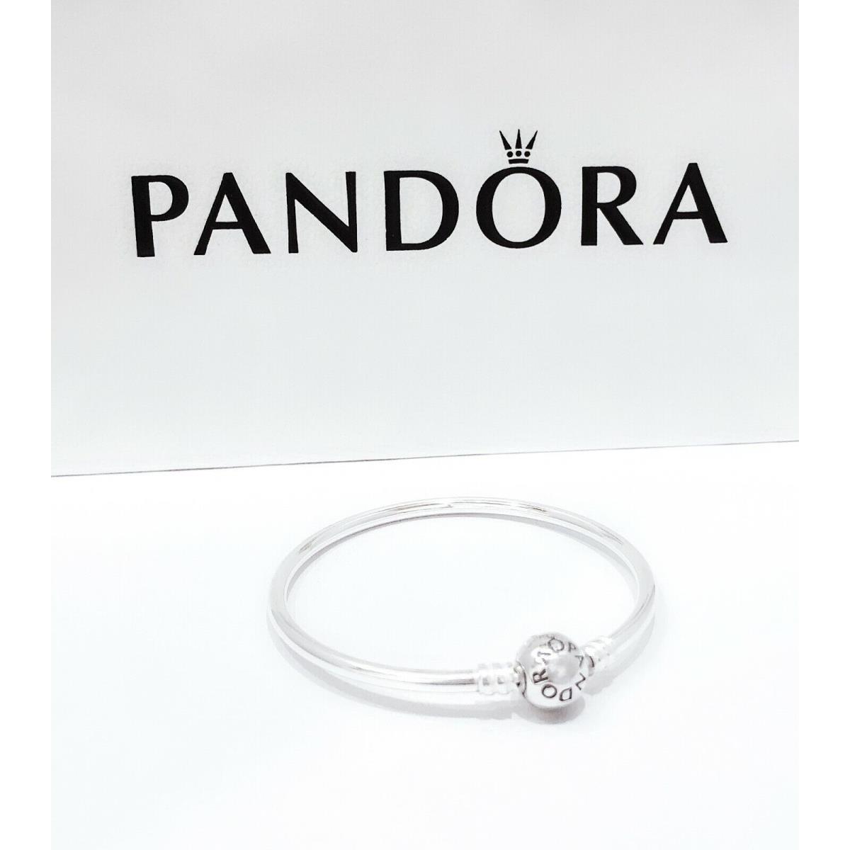 Pandora Moment 925 Silver Logo Ball Charm Bangle Bracelet 590713