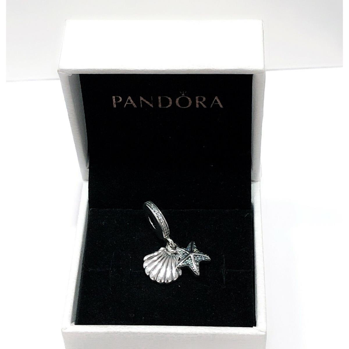 Pandora 925 Silver Blue Starfish Sea Shell Charm Pendant 792076CZF