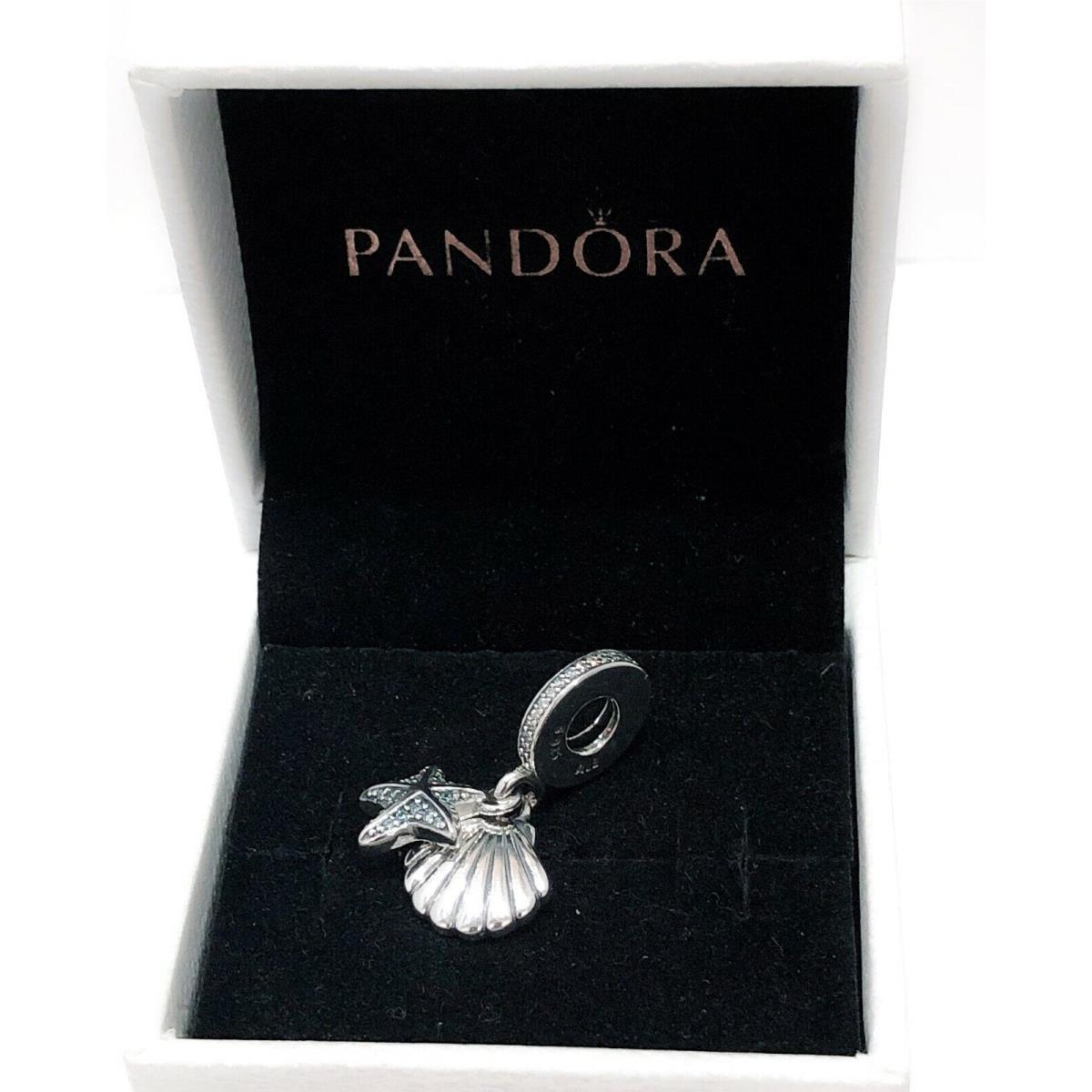 Pandora 925 Silver Blue Starfish Sea Shell Charm Pendant 792076CZF Blue silver
