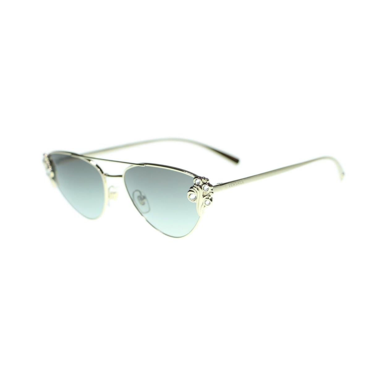Versace Cat Eye Women Sunglasses VE2195 Metal Frame 56mm 125211 Pale Gold Grey