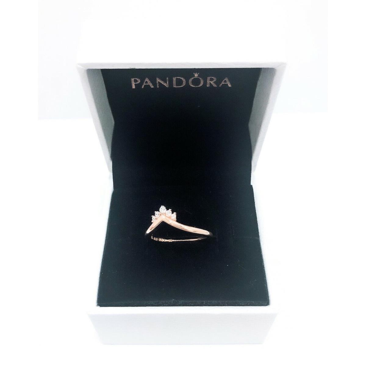 Pandora Rose 14K Gold Tiara Wishbone Stackable Ring 188282CZ