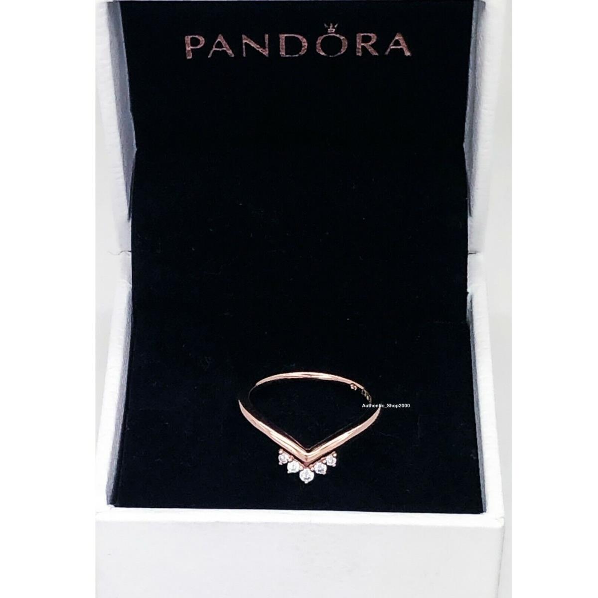 Pandora Rose 14K Gold Tiara Wishbone Stackable Ring 188282CZ