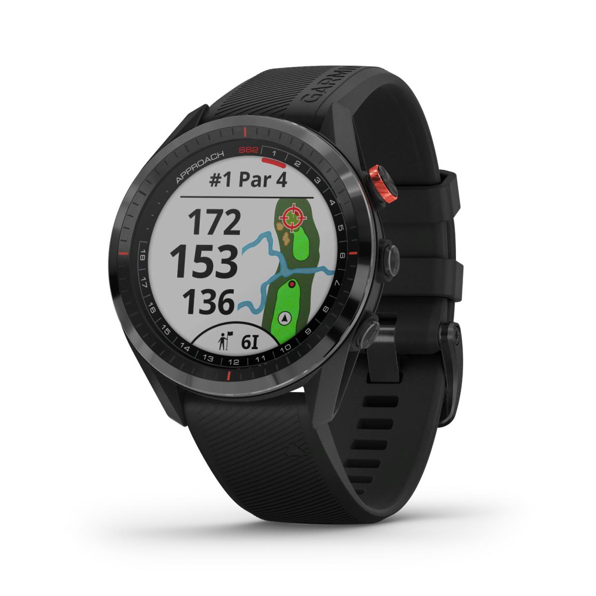 Garmin Approach S62 Premium Golf Gps Watch Black ceramic bezel with black silicone band