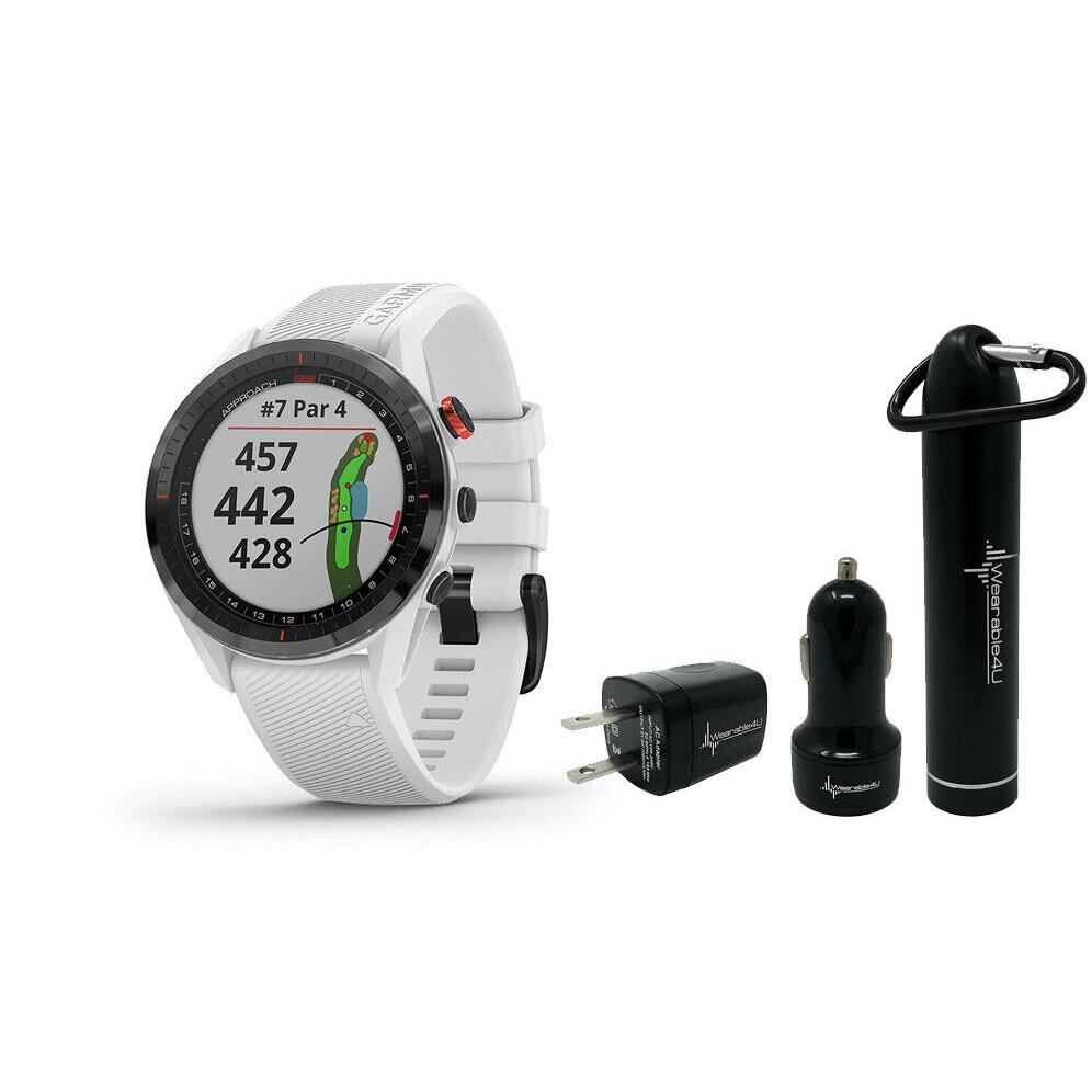 Garmin Approach S62 Premium Gps Golf Watch and Wearable4U Bundle Black / White 010-02200-01_Power