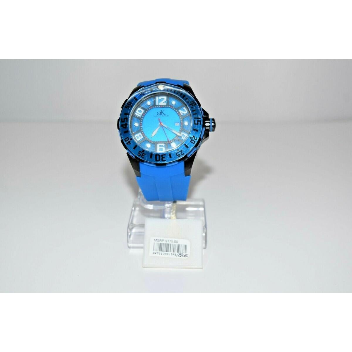 aK Adee Kaye Men`s Rubber SS Oversized AK7117RB Watch Blue