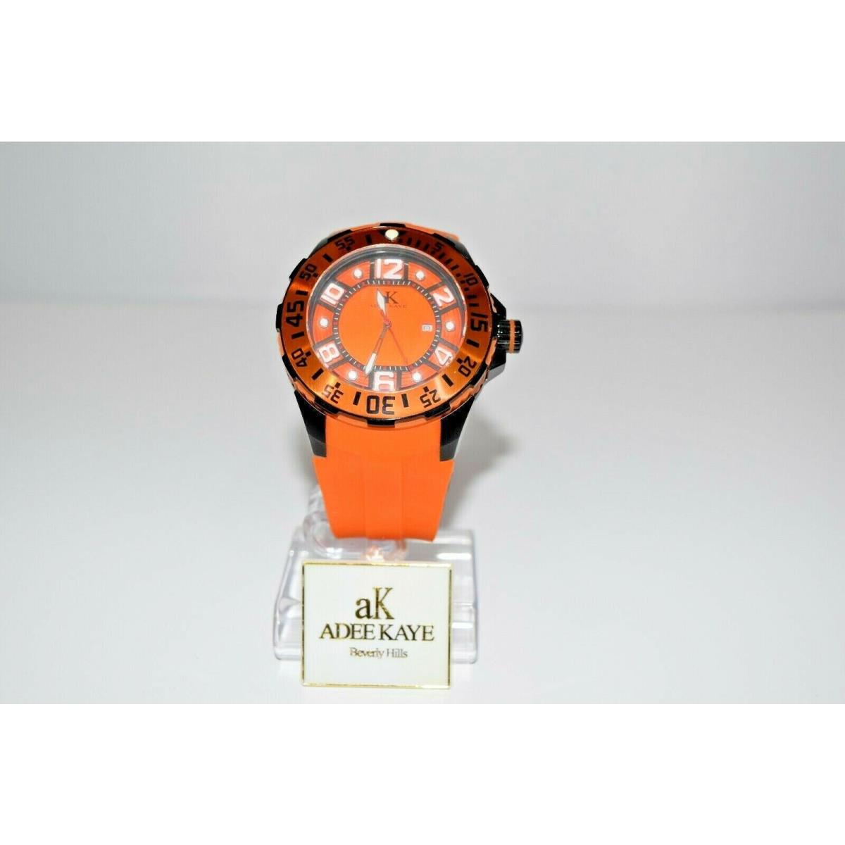 aK Adee Kaye Men`s Rubber SS Oversized AK7117RB Watch Orange