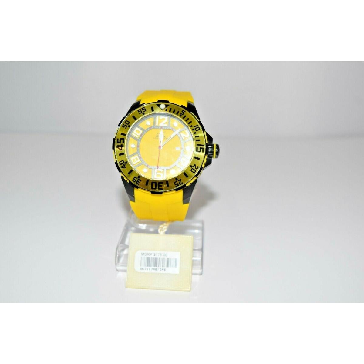 aK Adee Kaye Men`s Rubber SS Oversized AK7117RB Watch Yellow