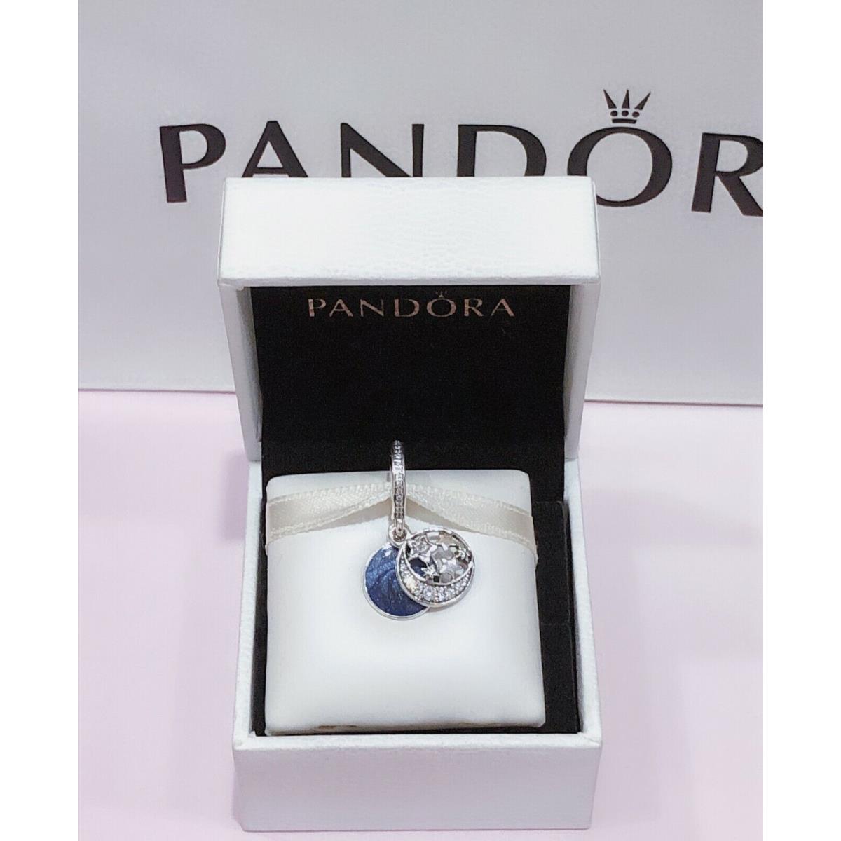 Pandora Love You to The Moon Back Pendant + Necklace Charm Bracelet 791993CZ Just the Charm