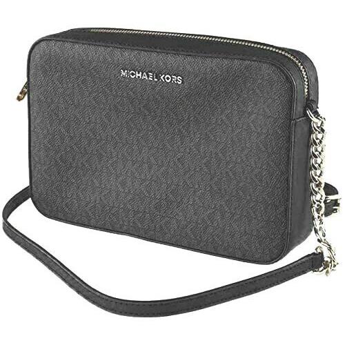 Michael Kors Lady Leather or Pvc Crossbody Handbag Purse Bag Messenger Shoulder Black PVC Signature