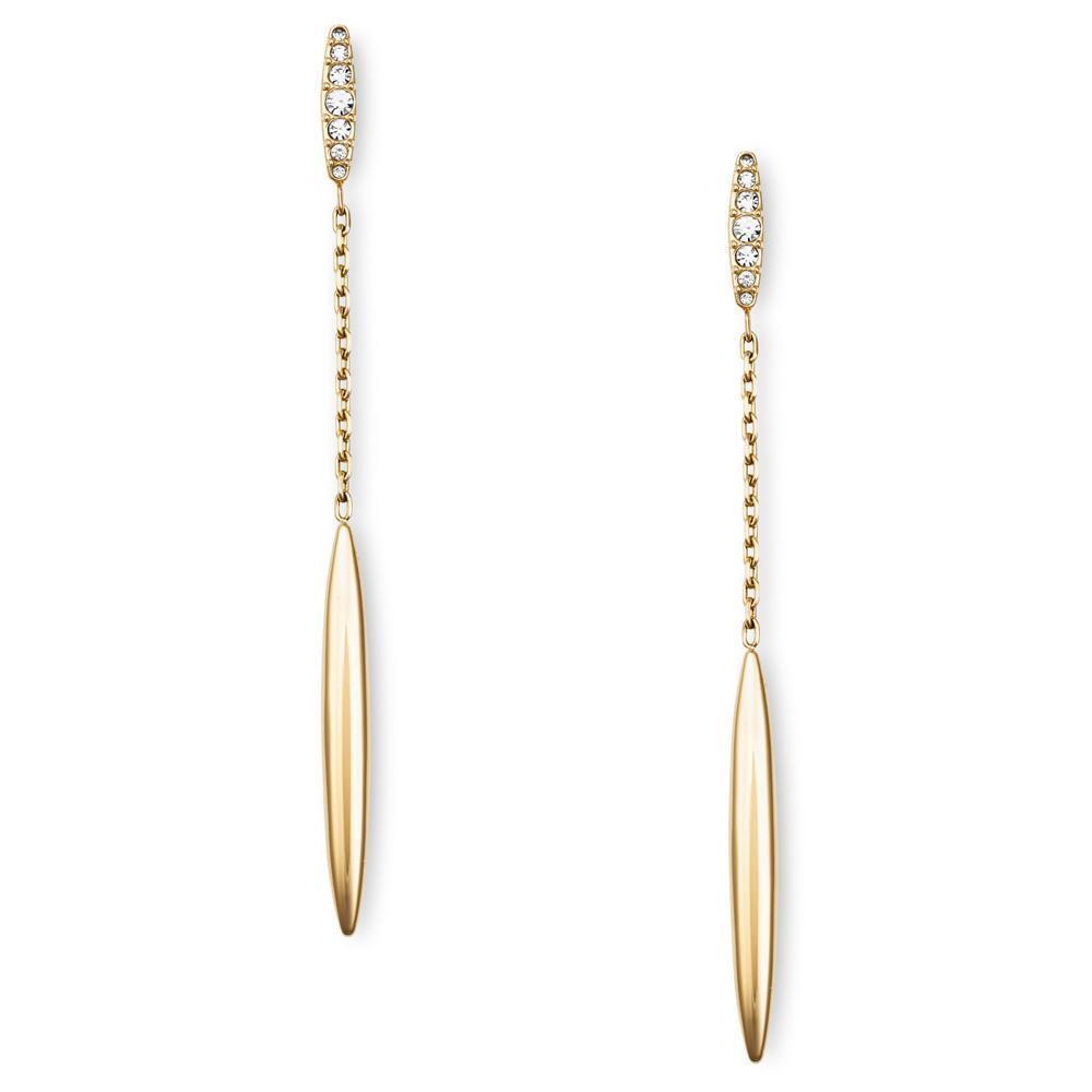 New-michael Kors Gold Tone Matchstick Crystal Pave Drop Earrings MKJ4497