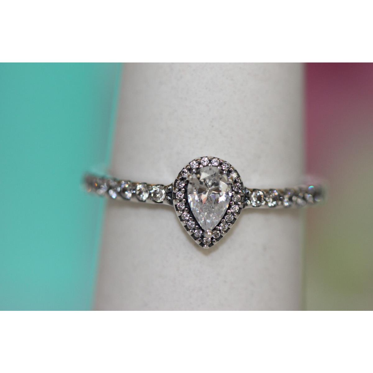 Pandora Radiant Teardrop Clear CZ Ring 196254CZ 198860C01 Box