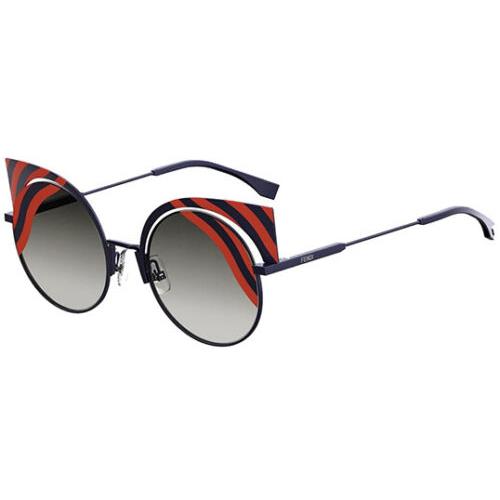 Fendi Hypnoshine Matte Metal Cat-eye Sunglasses w/ Gradient Lens 0215S - Italy Dark Blue Red (00M1)