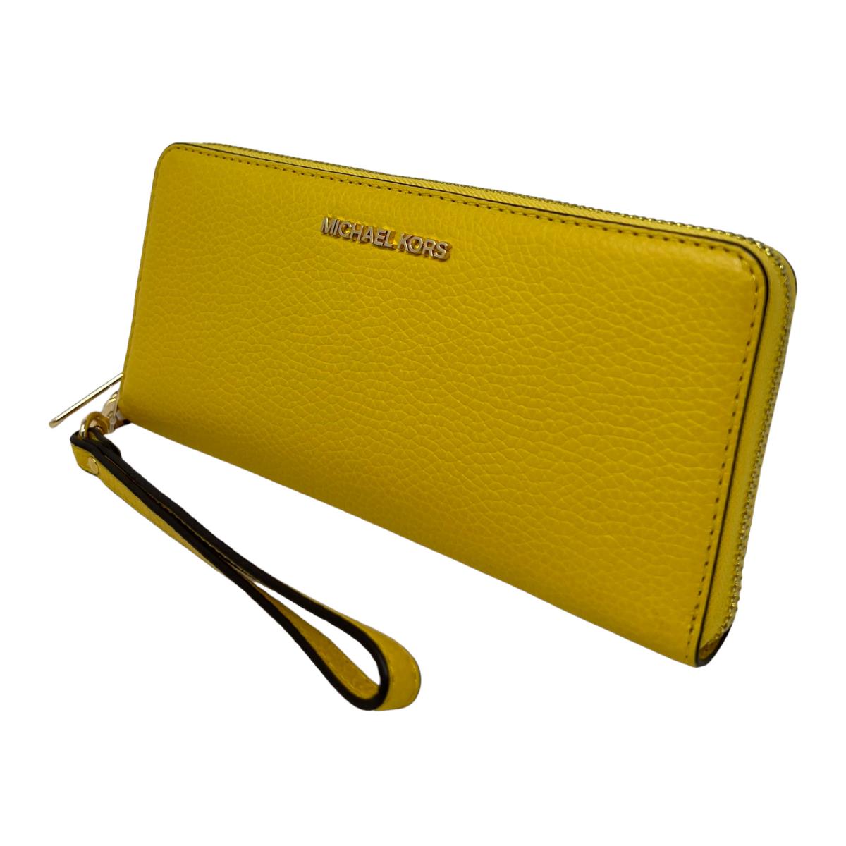 Michael Kors Jet Set Travel Large Travel Continental Wristlet Wallet Clutch Daffodil/Gold Tone