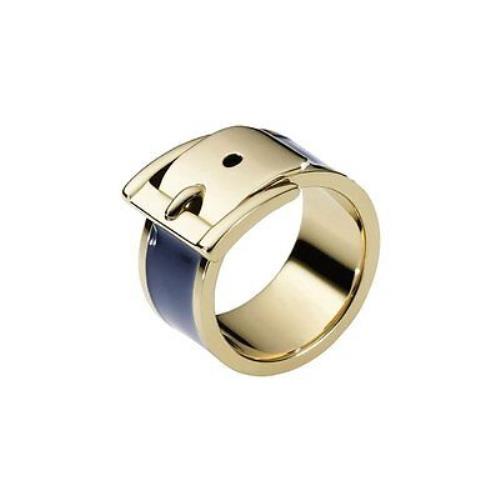 Michael Kors Gold Tone+blue Enamel Belt Buckle Ring Size: 6 MKJ1801
