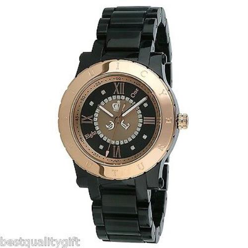 New-juicy Couture Hrh Acrylic Black White+rose Gold+roman Numerals+crystals+box BLACK 1900847