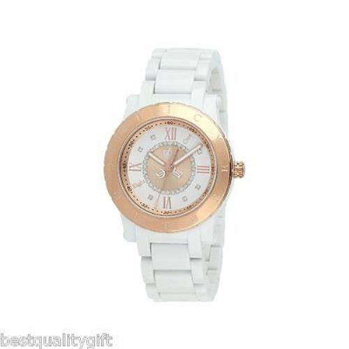 New-juicy Couture Hrh Acrylic Black White+rose Gold+roman Numerals+crystals+box WHITE 1900844