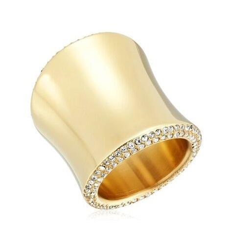 Michael Kors Gold Tone Pave Crystal Saddle Ring SIZE:6 or 8 MKJ4036