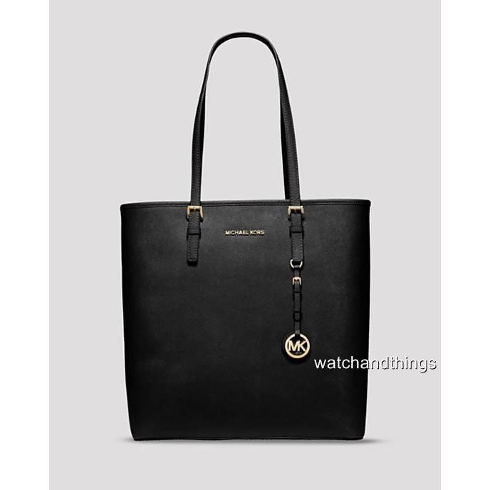 Michael Kors Jet Set Saffiano Leather Tote 30H4GTVT9L Black