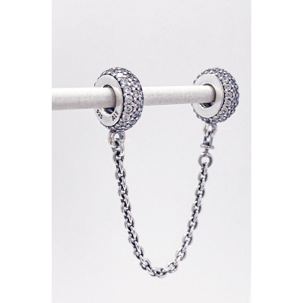 Pandora 925 Silver Sparkle Pave CZ Safety Chain Charm 791736CZ