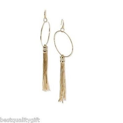 Michael Kors Equestrian Gold Hoops+crystal Tassel Earrings+hook BACK-MKJ1886
