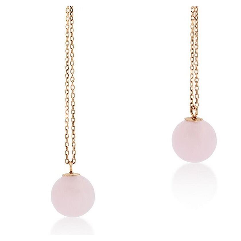 Michael Kors Rose Gold Chain Crystals Pink Quartz Ball Dangle Earrings MKJ5473