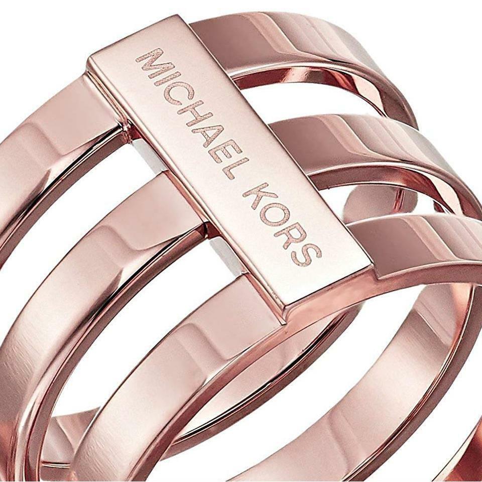 Michael Kor`s Rose Gold Tone 3 Stack Wide Barrel Ring Band MKJ4055