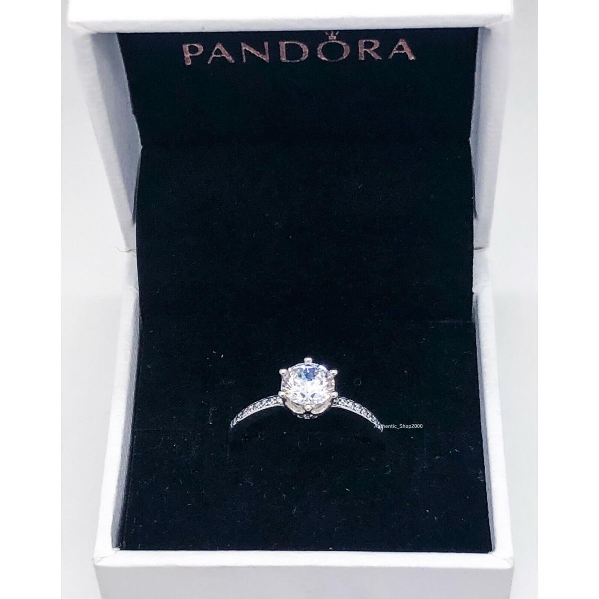 Pandora 925 Sterling Silver Clear CZ Sparkling Crown Ring 198289CZ Silver